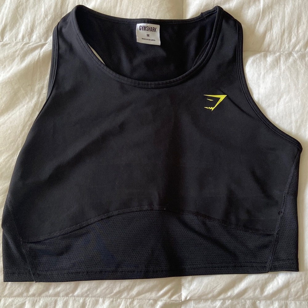 Gymshark black, razor back sports bra, size M